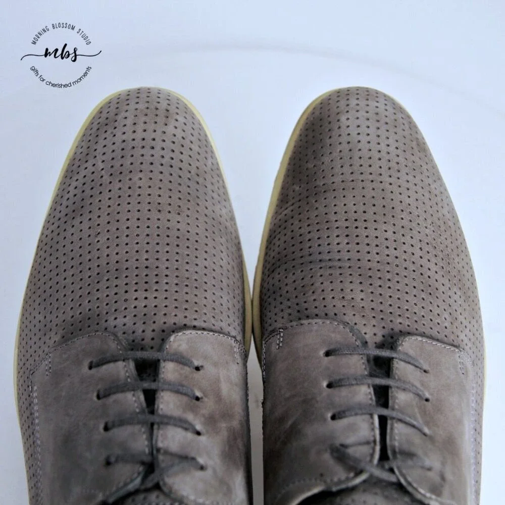 Ecco‎ Jared Low-Top Round Toe Suede Leather Oxfords Shoes Grey Men EU 44